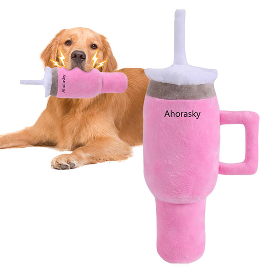 Ahorasky Cute Squeaky Dog Toys Cup - Soft Tumbler Funny Dog Toys