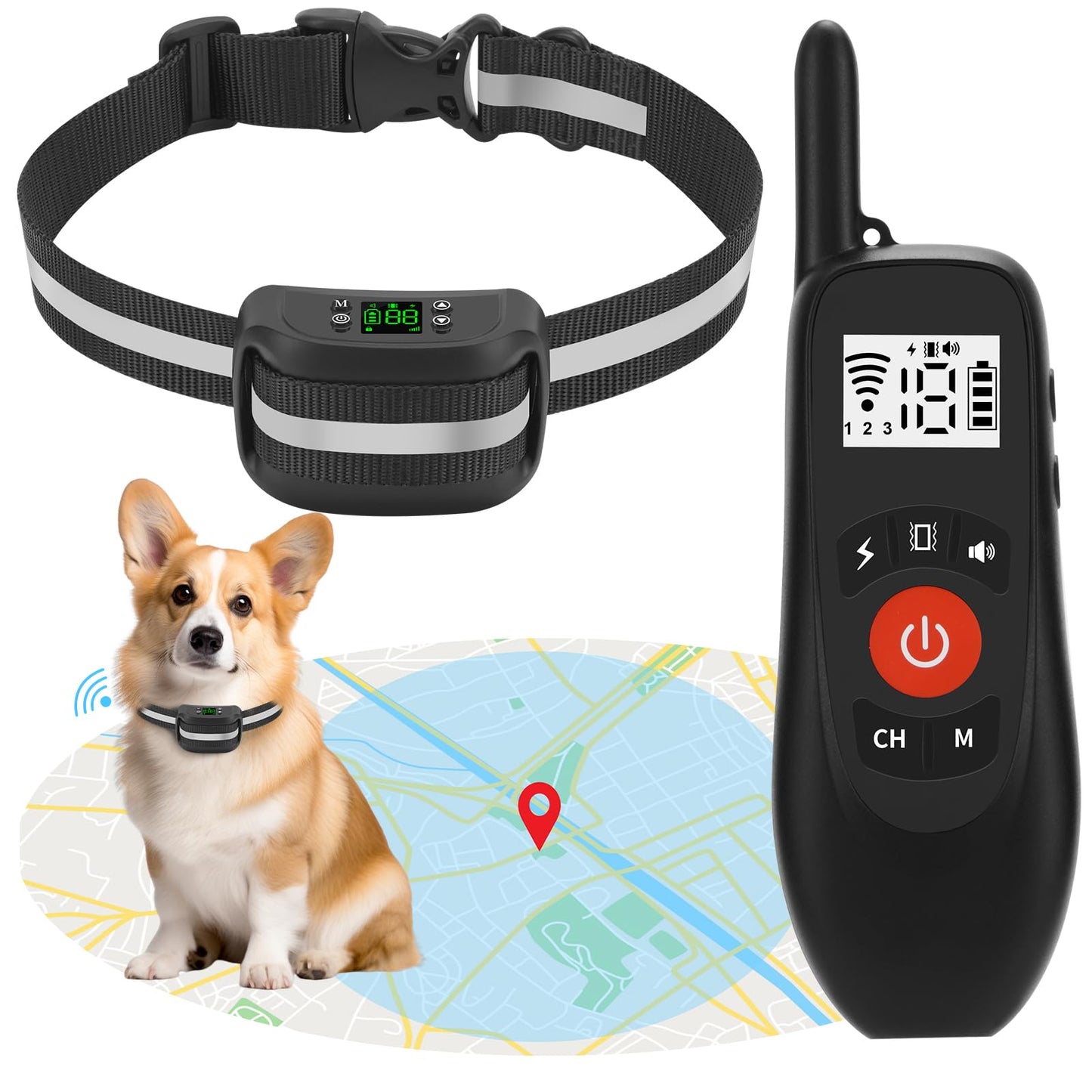 NSPET 2-in-1 GPS Wireless Dog Fence & Remote Training Collar