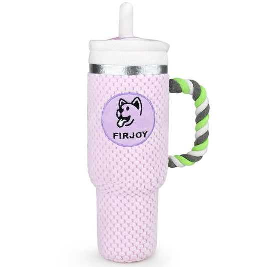 FIRJOY Funny Dog Toys - Cute Stanley-Shaped Cup Squeaky Dog Toy