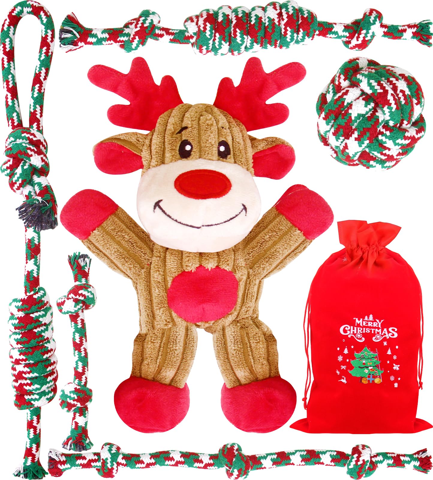 Christmas Dog Toys 7 Pack Dog Rope Toy