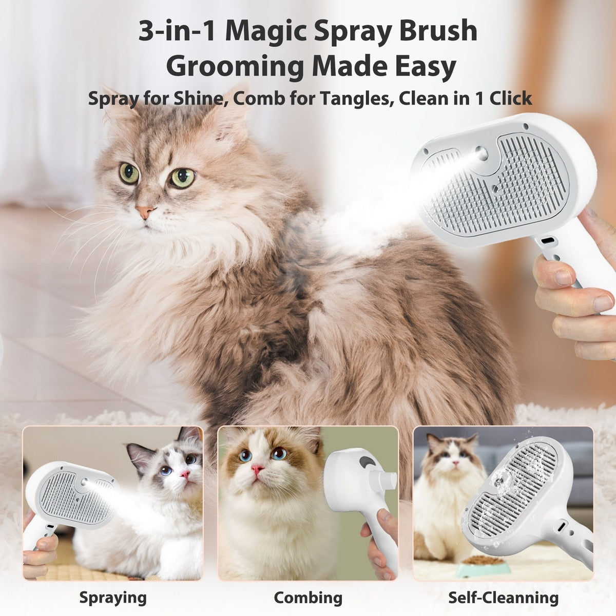 Pet Steam Hair Comb Brush