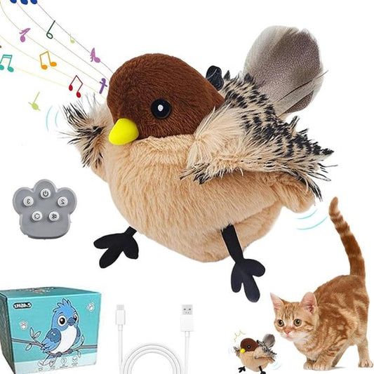 PetsBoro FeatherFun Flyer Simulated Chirping Bird Cat Toy