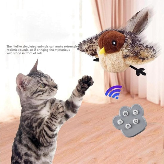 PetsBoro FeatherFun Flyer Simulated Chirping Bird Cat Toy