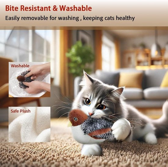 PetsBoro FeatherFun Flyer Simulated Chirping Bird Cat Toy