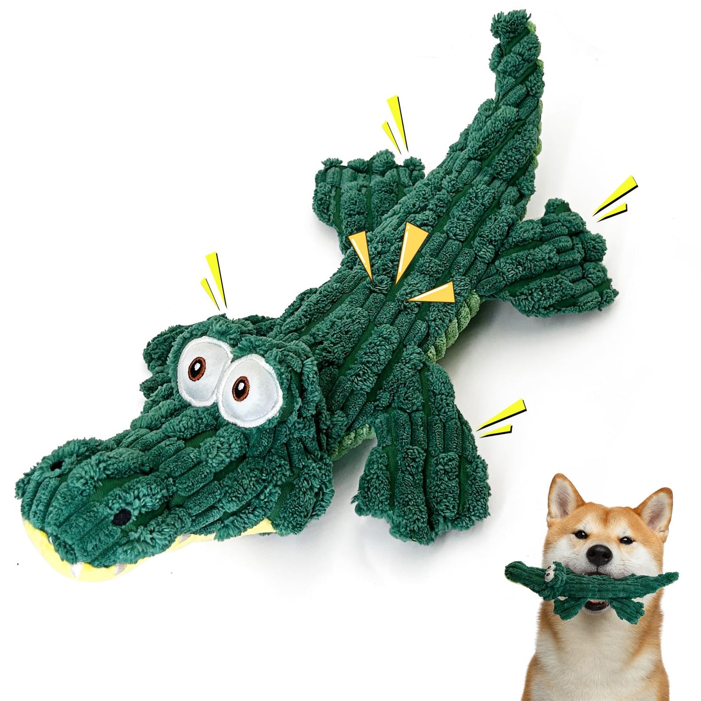 Plush Crocodile Dog Toy for Large Dogs